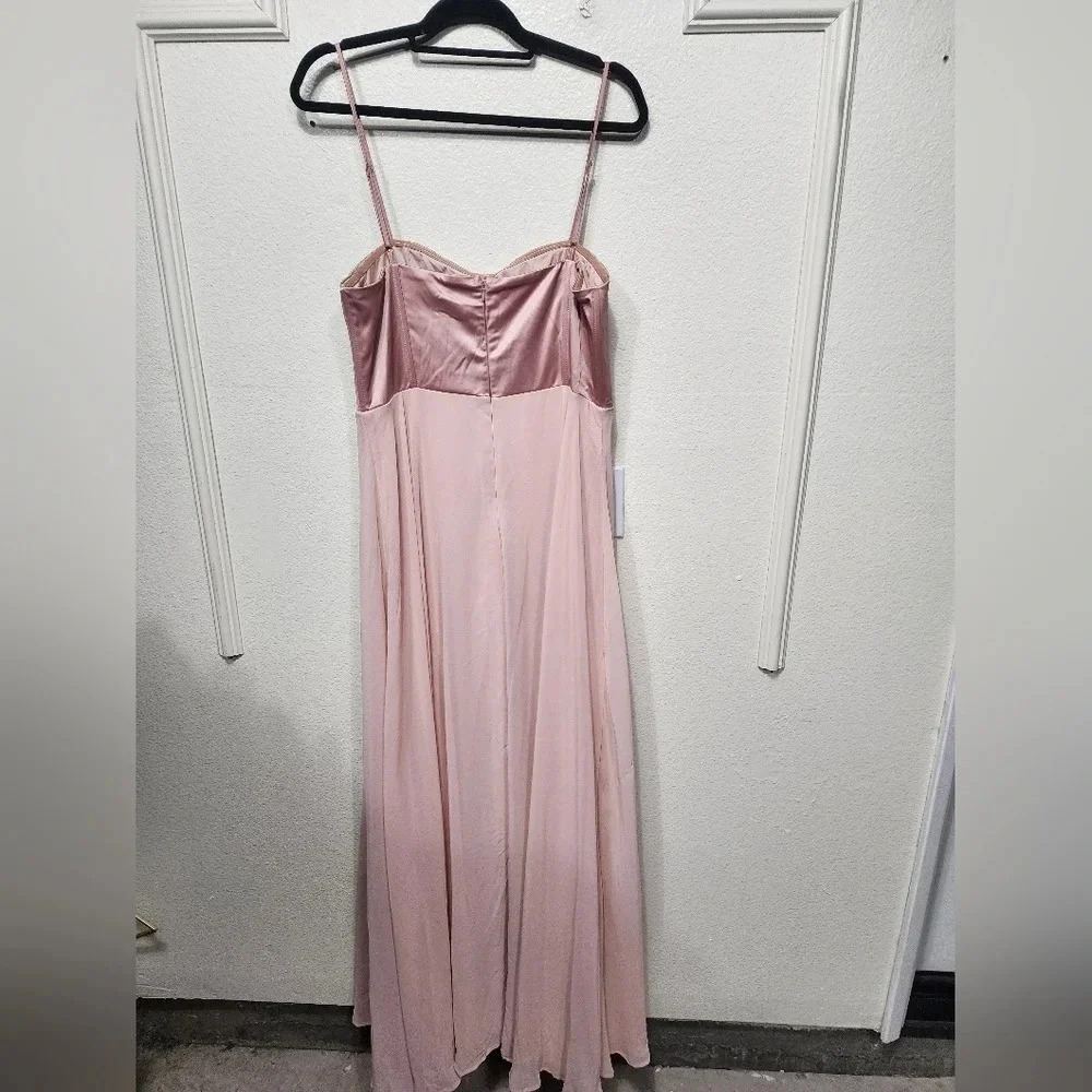 Lulus Best Part Of Me Blush Satin Bustier Maxi Dress L Wedding Party Guest Prom - Picture 11 of 11